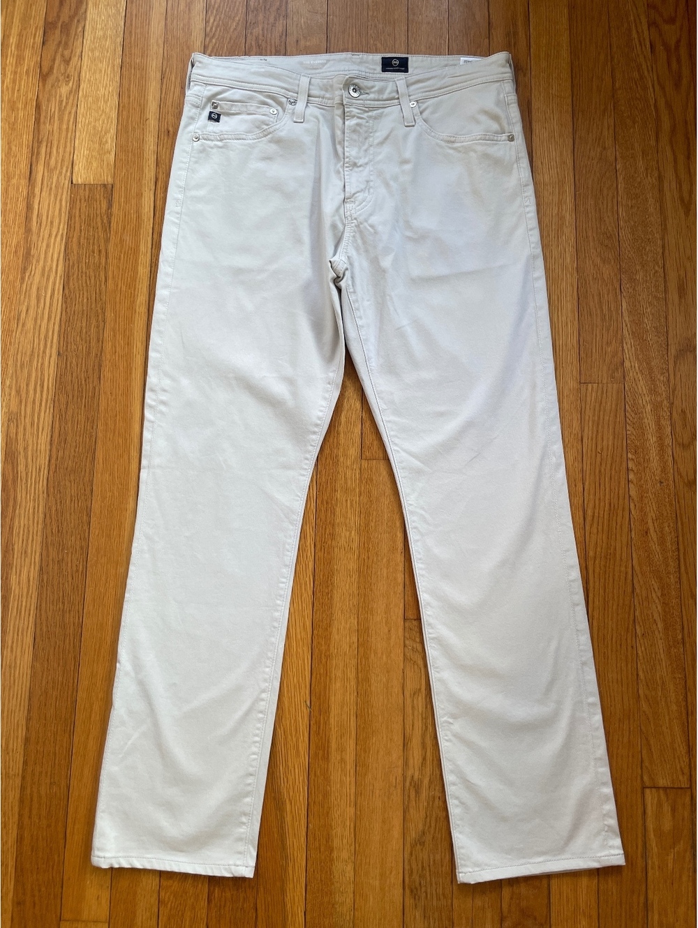 AG Adriano Goldschmied Men's Everett Slim Straight Jeans 34x32 Stone Beige
